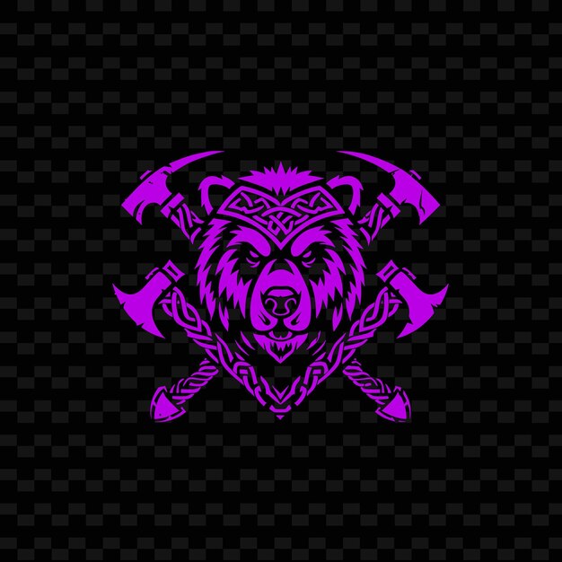 PSD viking berserker rune logo with bears and axes for decoratio creative tribal vector designs