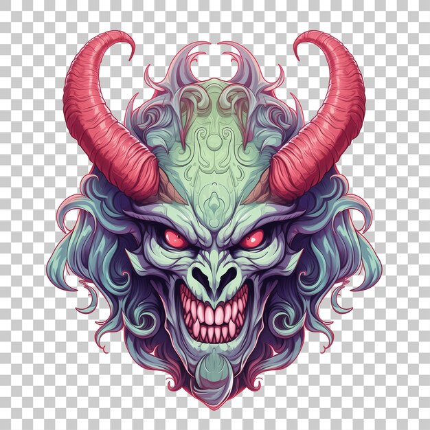 PSD viking demon with horns illustration isolated on white background