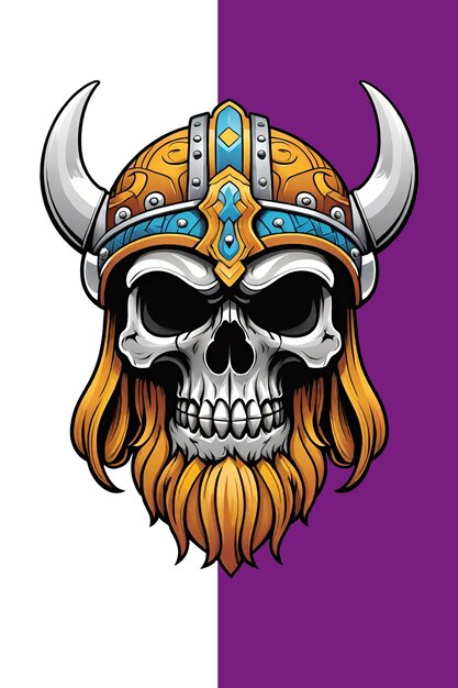 PSD viking skull with horned helmet illustration