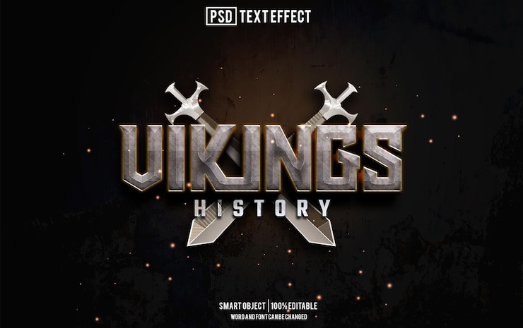 PSD viking text effect font editable typography 3d text