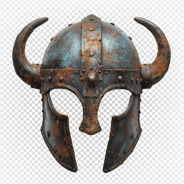 Viking war helmet isolated on transparent background generative ai