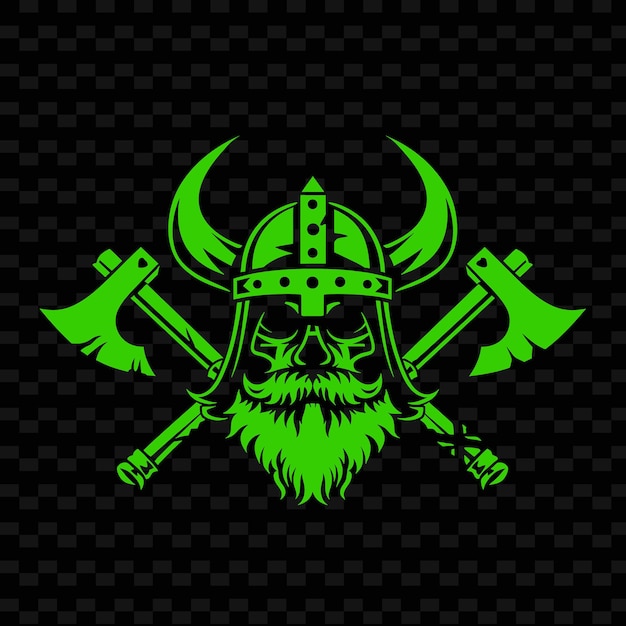 PSD viking warrior crest logo met bijlen en gehoornde helmen voor d creative tribal vector designs