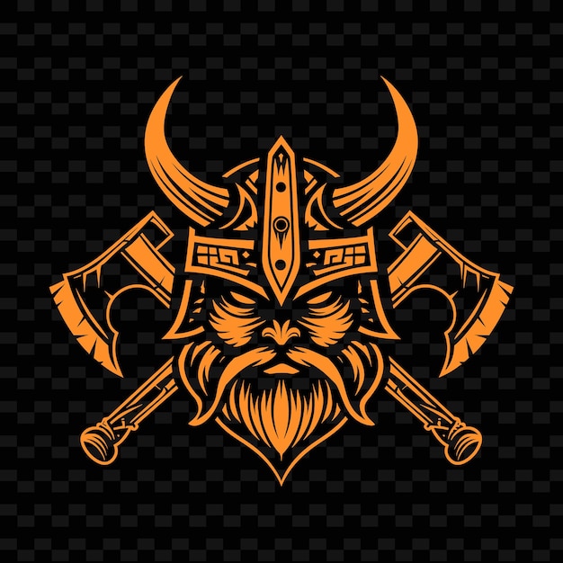 PSD viking warrior crest logo z siekierami i rogatymi hełmami dla d creative tribal vector designs