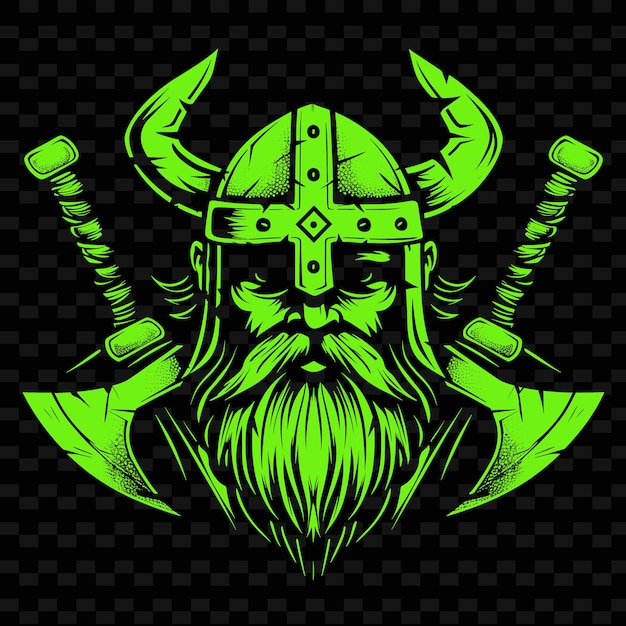 PSD viking warrior emblem logo with axes and horned helmet for d creative tribal vector designs