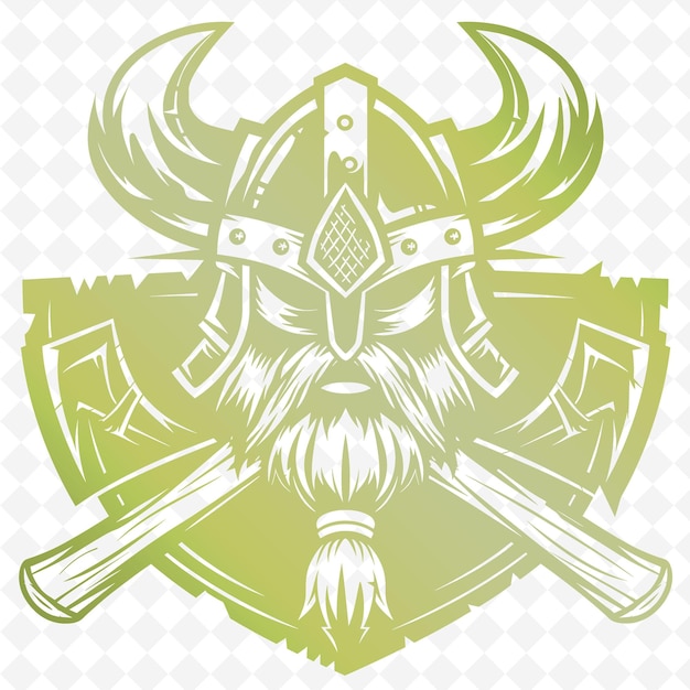 PSD viking warrior emblem logo with axes and horned helmet for d creative tribal vector designs