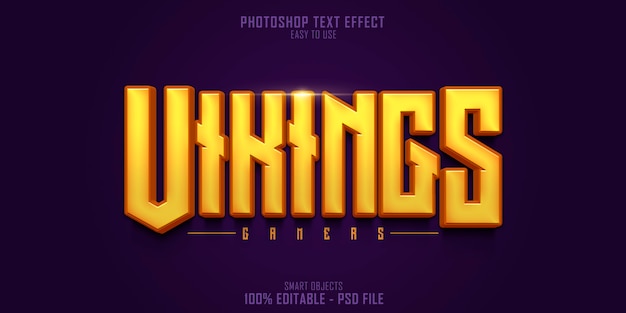 PSD vikings gamers 3d text style effect template