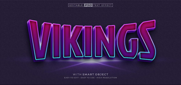 PSD vikings gamers custom text with 3d effect editable text style