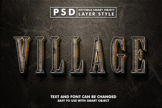 PSD village 3d teksteffect premium psd