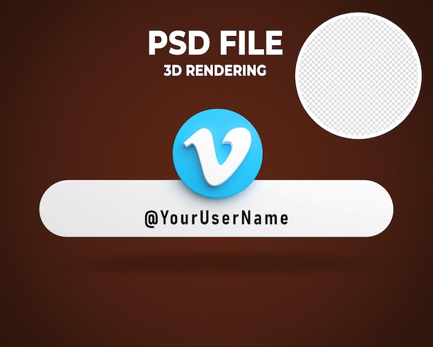 PSD vimeo lower third banner logo 3d render
