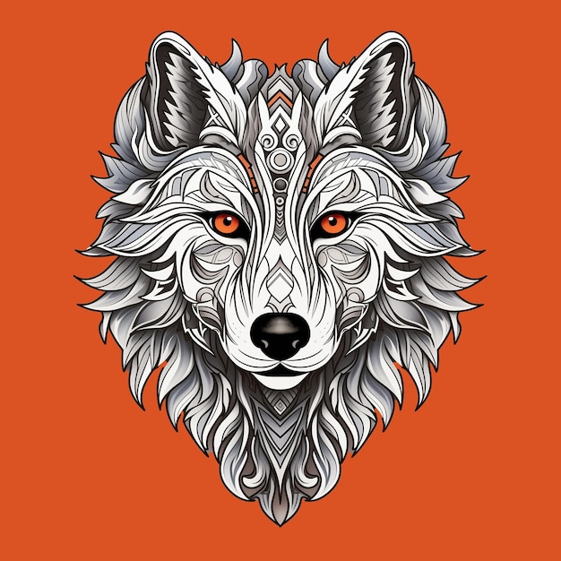 PSD vind rust in het ontwerp met deze inhoud wolf tentoongesteld in een vector vignet ideaal voor het creëren van een ser