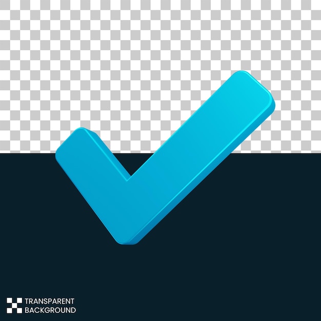 PSD vinkje blauw 3d pictogram