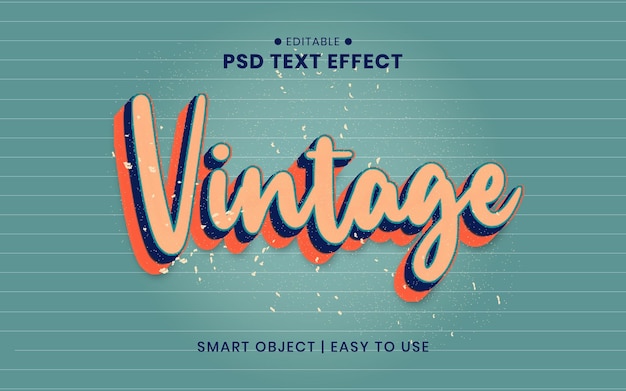 PSD vintage 3d bewerkbare tekst-effect