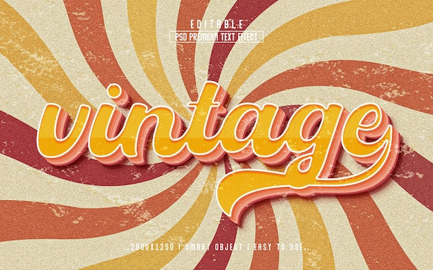 Vintage 3d editable psd text effect style