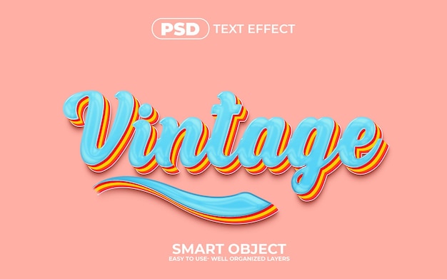 PSD modello di effetto testo modificabile 3d vintage