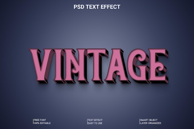 PSD vintage 3d editable text style effect