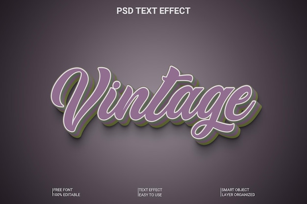 PSD vintage 3d editable text style effect