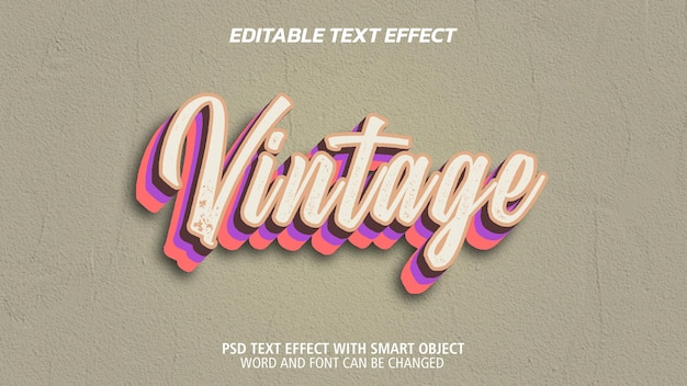 PSD effetto testo in stile 3d vintage