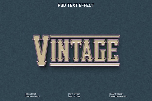 PSD vintage 3d-teksteffectstijl