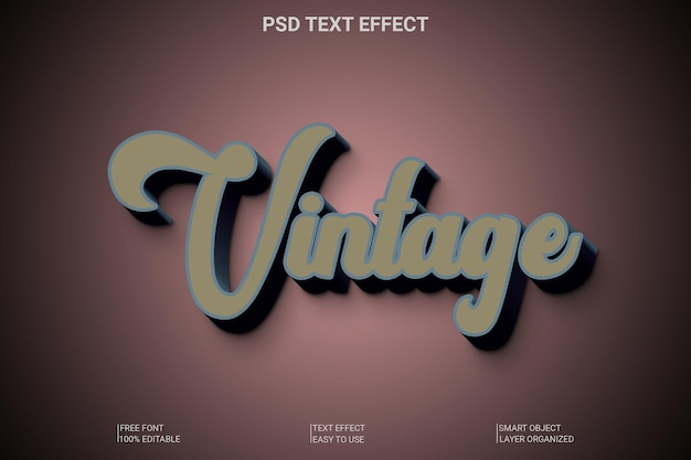 PSD vintage 3d-teksteffectstijl