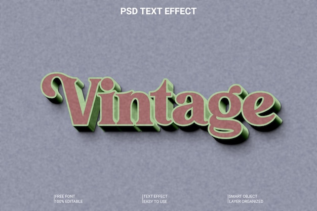 PSD vintage 3d text effect style