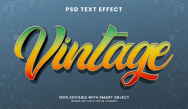 vintage 3d text effect template