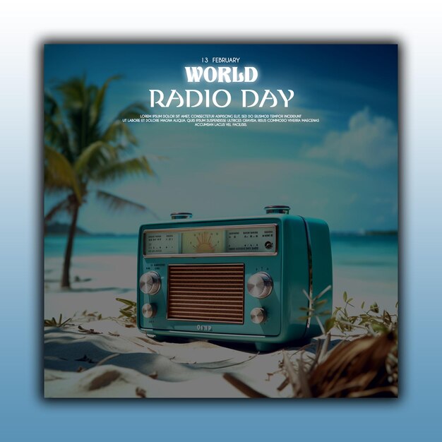 PSD vintage achtergrond van de wereld radio dag