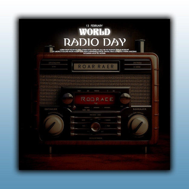 PSD vintage achtergrond van de wereld radio dag