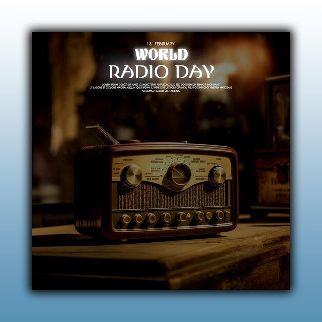 PSD vintage achtergrond van de wereld radio dag