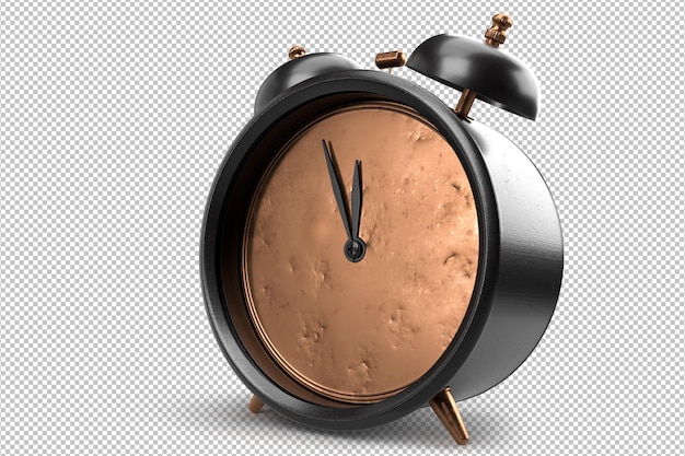 Vintage alarm clock isolated on white background 3D Rendering