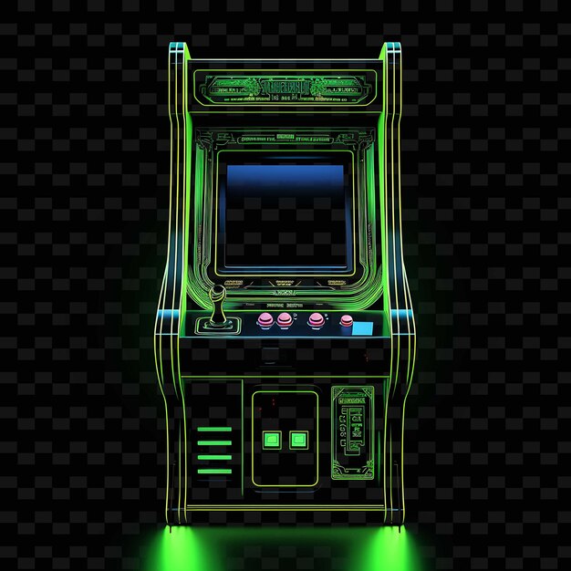 Vintage Arcade Retro Arcade Linie Pixel Art Limonkowo-zielony Piksel Png Y2k Kształty Przezroczyste Sztuki świetlne