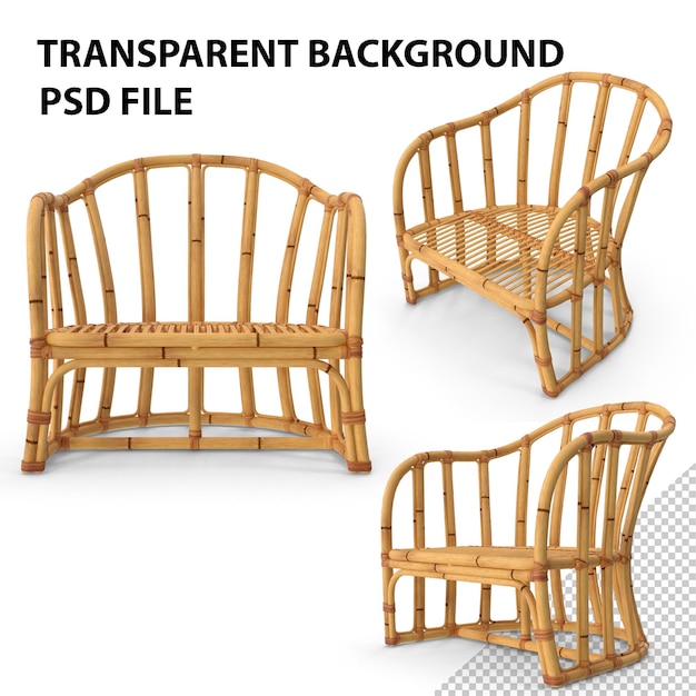 PSD vintage bamboo armchair png