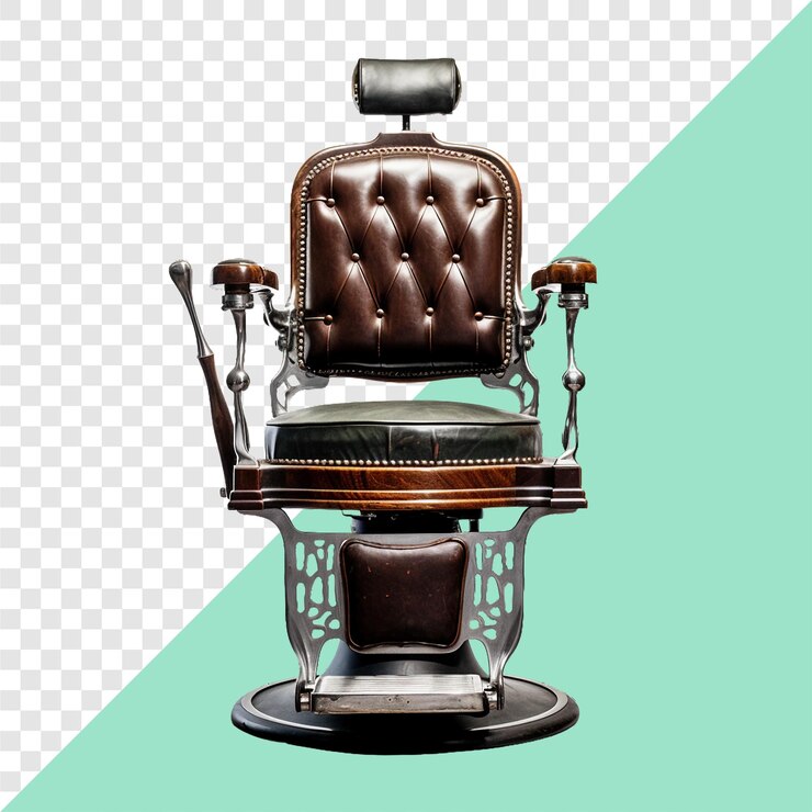 Vintage Barber Chair transparent background isolated image generative AI