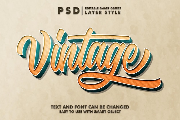 Vintage bewerkbaar Psd-teksteffect