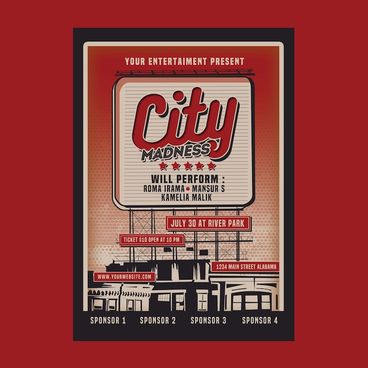 PSD vintage billboard sign event flyer poster