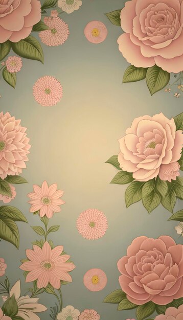 Vintage bloemenpatroon in zachte pastelkleuren.