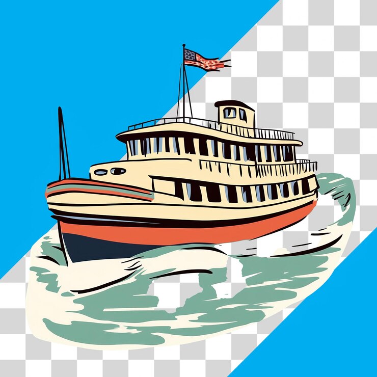 PSD 透明 な 背景 に 描か れ た ヴィンテージ の 船 の 絵