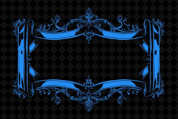 PSD vintage brass frame decorated with velvet ribbon and miniatu png creative background design