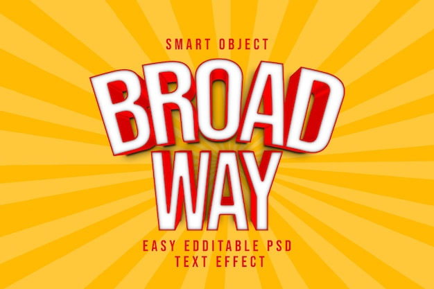 Vintage broadway 3d tekst effect gemakkelijk bewerkbaar slim object