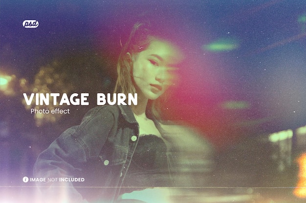 PSD vintage burn photo effect