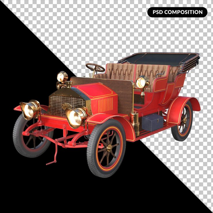 PSD 復古車隔離 3d 顯示器