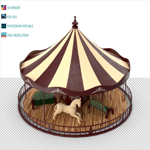 PSD vintage carousel 3d modellering psd-bestand