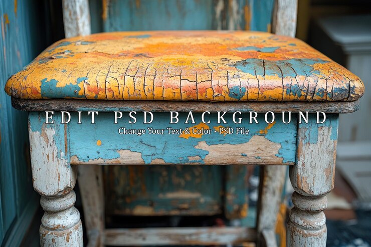 PSD vintage chair with peeling paint