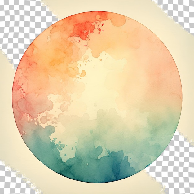 Vintage circle in watercolor on transparent background