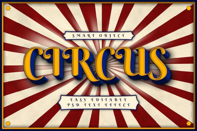 PSD vintage circus 3d bewerkbaar tekst effect