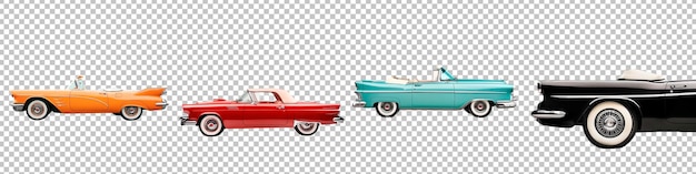 PSD vintage convertible cars isolated on transparent background