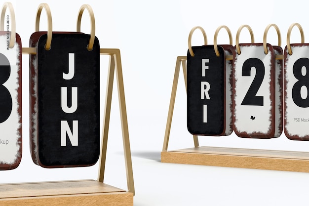 Vintage desk calendars mockup, close up