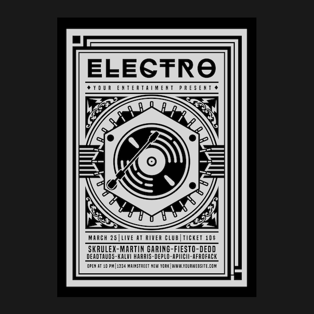 Vintage electro music flyer