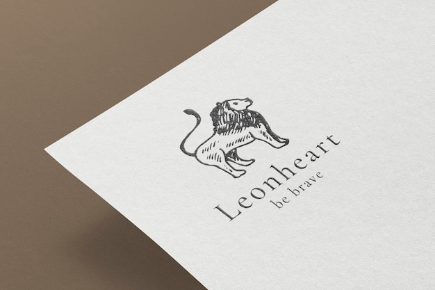 PSD vintage embossed logo mockup, business stationery paper psd