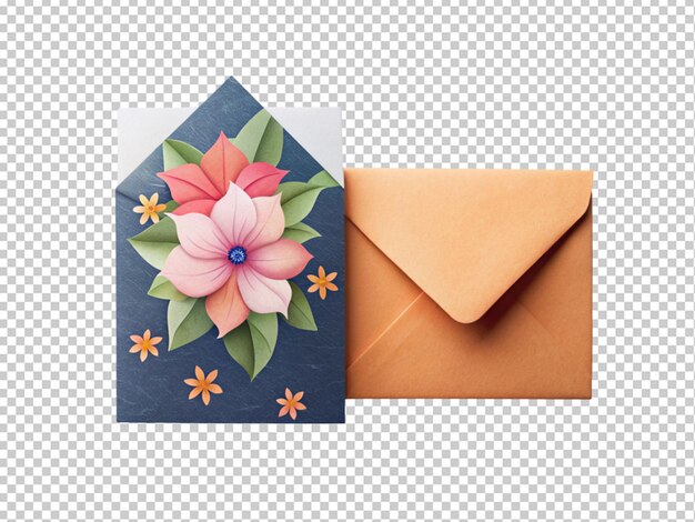 PSD vintage envelope with flowers painting