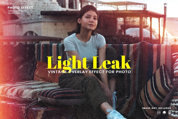 Vintage film light leak overlay-effect voor foto